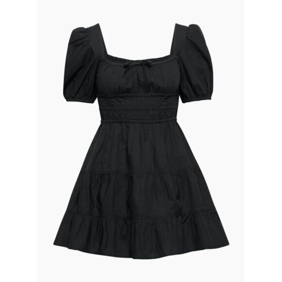 SUNDAY BEST Martine Dress Short Sleeve Tiered Cotton Black ARITZIA XS - Picture 7 of 12